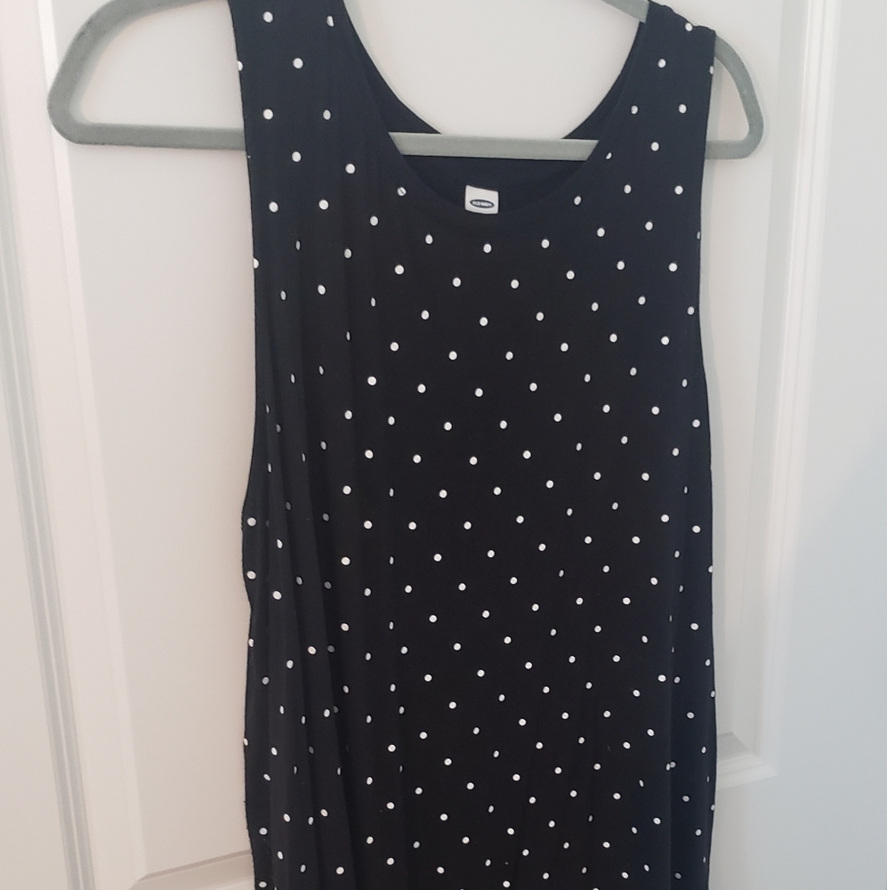 Womens Black & White Polka Dot Tank Top
